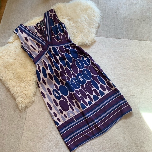 Vintage Cynthia Rowley Print Silk Sheath Dress 4